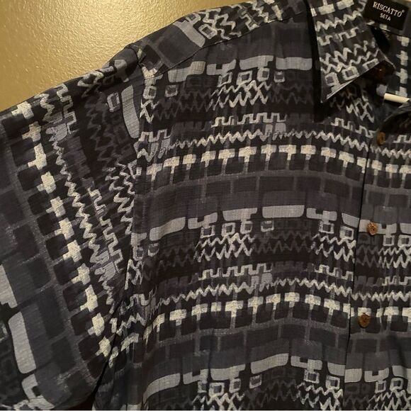 Riscatto Silk Short Sleeve Men’s Button Up Shirt Size Large - Picture 3 of 6